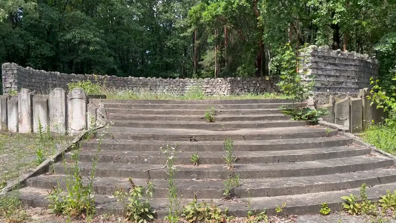 Original photograph at Bródno Jewish Cemetery: Stone steps and preserved fragments within the cemetery grounds