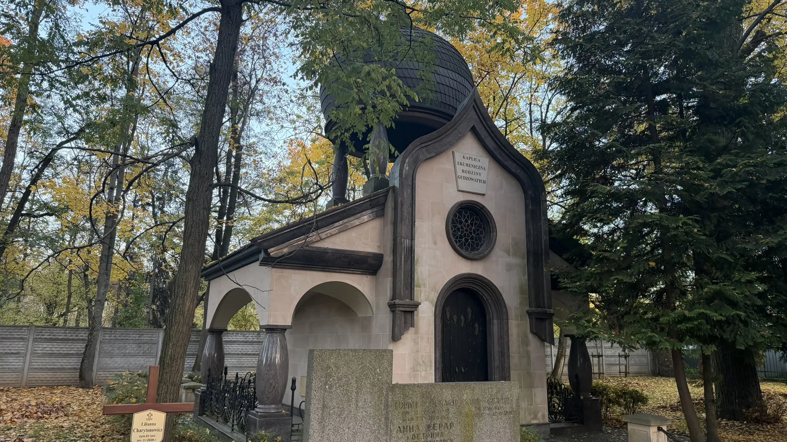 Photograph of Warsaw Orthodox Cemetery: A small historic chapel among the graves, photographed during the Wola cemetery walk.